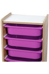 6 Çekmeceli Çocuk Oyuncak ve Aktivite Dolabı,Ceviz-Lila 18mm MDF - 5