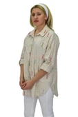 Kadın Ok baskılı Keten Gömlek BGL-ST03707 thumbnail 5