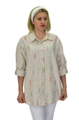 Kadın Ok baskılı Keten Gömlek BGL-ST03707 thumbnail 7