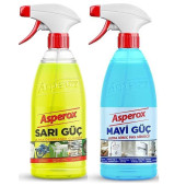 Asperox sarı güç ultra yağ çözücü sprey 1000 ml +Asperox mavi güç ultra kireç ve pas sökücü sprey 1000 ml-(2'li set) - 1