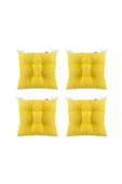 TEZKOTEKSTİL 4'lü Pofidik Kare Sandalye Minderi 40 X 40 Cm Sarı - 1