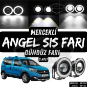 Dacia Dokker 2012-2022 Uyumlu Üniversal Mercekli Angel Sis Farı Metal Su Geçirmez 76 mm Beyaz Halkalı Gündüz Farı Angel Eyes 2 Adet - 1
