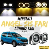 Dacia Dokker 2012-2022 Uyumlu Üniversal Mercekli Angel Sis Farı Metal Su Geçirmez 76 mm Sarı Halkalı Gündüz Farı Angel Eyes 2 Adet thumbnail 1