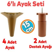 Mobilya TV Ünitesi Çekyat Koltuk Kanepe Destek Ayağı 15 cm Ceviz Baza Ayak M8 Destek 6'lı Set thumbnail 1