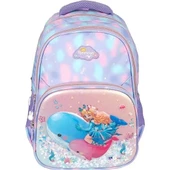 Relaxion Kabartmalı Balina Deniz Kızı Figürlü Pullu 3'Lü İlkokul Çantası Beslenme Kalemlik Seti 1370 - 2