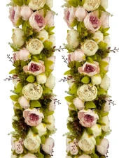 Nettenevime Yapay Çiçek PembeKrem  Şakayık Tak Organizasyon Nişan Düğün Dekor Çiçeği Süsleme Tag 25x130cm - 1