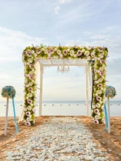 Nettenevime Yapay Çiçek PembeKrem  Şakayık Tak Organizasyon Nişan Düğün Dekor Çiçeği Süsleme Tag 25x130cm - 4