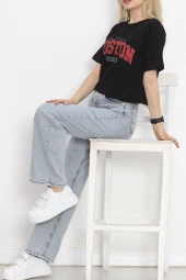 Baskılı Crop Tişört Siyah - 16473.1567. thumbnail 7