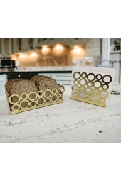 Gold Renk 2'li Set Ekmek Sepeti ve Peçetelik - 3