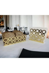 Gold Renk 2'li Set Ekmek Sepeti ve Peçetelik - 4