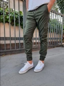 Slim Fit None Denim Yandan Cepli Bel Bağcıklı, Paçaları Lastikli Esnek Kumaş Erkek Kargo Pantolon - 5