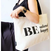 Bagorama NATURAL Kadın Keten Shopping Çıtçıtlı Omuz Çantası - 1