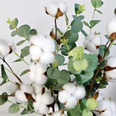 Nettenevime 4 Lü Set Okaliptuslu Doğal Pamuk Çiçeği Dalı 5li Kuru Çiçek Yapay Çiçek - 6