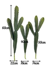 Nettenevime Yapay Çiçek Kaktüs Ağacı 60cm 3Köşeli 3Boy Set sk4020 thumbnail 2