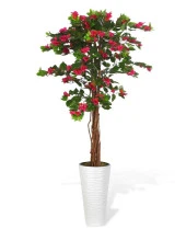 Nettenevime Yapay Ağaç Beyaz 57cm Kumsal Vazoda Begonvil Ağacı Fuşya Bodrum Çiçeği 180cm thumbnail 1