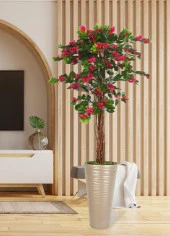 Nettenevime Yapay Ağaç Dore 57cm Kumsal Vazoda Begonvil Ağacı Fuşya Bodrum Çiçeği 180cm - 2