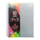 a4 boy 7+3 ayraçlı defter dersane defteri (7 kareli 3 çizgili ) 250 yaprak 10 bölümlü udep gri - 1