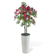 Nettenevime Yapay Ağaç Begonvil Ağacı Fuşya Bodrum Çiçeği Beyaz Kumsal Vazoda 150cm - 1