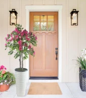 Nettenevime Yapay Ağaç Begonvil Ağacı Fuşya Bodrum Çiçeği Beyaz Kumsal Vazoda 150cm - 2