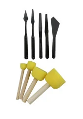 25x25 Tuval Seti 1 Paket Masa Üstü Şövale Monalisa Akrilik Boya Plastik Spatula Resim Fırçası Palet Ponpon Sünger Fırça - 3