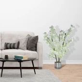 Nettenevime Yapay Ağaç Bambu Dalında Beyaz Bahardalı Ağacı 80 cm Ağacı Japon Kiraz Çiçeği thumbnail 2