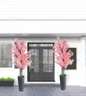 Nettenevime Yapay Ağaç Pembe Sakura Bahardalı Ağacı Siyah Uzun Kumsal Vazoda 200cm - 2