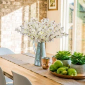 Nettenevime Yapay Çiçek Bahardalı Japon Kiraz Çiçeği 7 Dallı 57cm Beyaz thumbnail 3