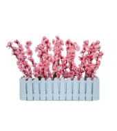 Nettenevime Yapay Çiçek Beyaz Çit Balkon Saksısı Pembe Bahardalı 55*20cm thumbnail 1