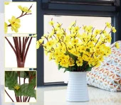 Yapay Çiçek Bahardalı Japon Kiraz Çiçeği 7 Dallı 57cm Sarı - 9