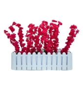 Nettenevime Yapay Çiçek Beyaz Çit Balkon Saksısı Fuşya Bahardalı 55*20cm thumbnail 1