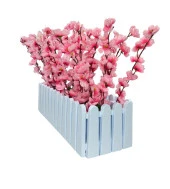 Nettenevime Yapay Çiçek Beyaz Çit Balkon Saksısı Pembe Bahardalı 55*20cm thumbnail 4