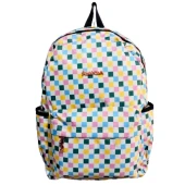 3 gözlü su geçirmez full astarlı ortaokul ve lise çantası çift taban kare desen thumbnail 1