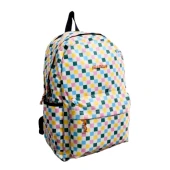 3 gözlü su geçirmez full astarlı ortaokul ve lise çantası çift taban kare desen thumbnail 2