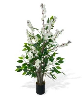 Nettenevime Yapay Ağaç Beyaz Bahardalı Elma Çiçeği Ağacı100cm Yeşil Yapraklı thumbnail 1
