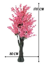 Nettenevime Yapay Ağaç Pembe Japon Kiraz Çiçeği Hazır Gövdeli Bahardalı Ağacı 170 cm Sakura Çiçeği thumbnail 2