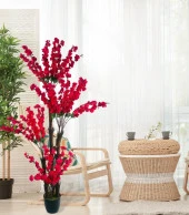 Nettenevime Yapay Ağaç Bahardalı Japon Kiraz Çiçeği 4Katlı FUŞYA 170*65cm thumbnail 2