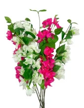 Nettenevime Yapay Çiçek 6Dal Mix Begonvil Çiçeği Fuşya Beyaz 80cm Tek Dal Bodrum Çiçeği Sarkan Çiçek thumbnail 1
