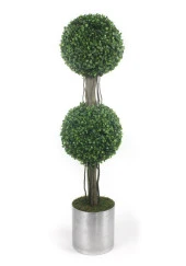 Nettenevime Yapay Ağaç Şimşir Top 2li Model Paslanmaz Aleminyum Saksılı thumbnail 1