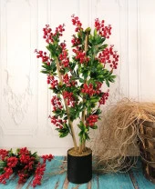 Nettenevime Yapay Ağaç Kokina Ağacı 75CM Gür Yapraklı Gümüş Paslanmaz Aleminyum Saksılı thumbnail 1