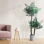 Nettenevime Yapay Ağaç 2 Katlı Yeşil-Beyaz Benjamin190 cm 1.Kalite Yapay Çiçek Dekoru thumbnail 1