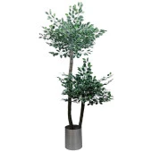 Nettenevime Yapay Ağaç 2 Katlı Yeşil-Beyaz Benjamin190 cm 1.Kalite Yapay Çiçek Dekoru thumbnail 2