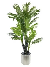 Yapay Ağaç Areka Ağacı Palmiye Ağacı Salon Bitkisi Paslanmaz Aleminyum Saksı 5 Gövdeli 34 Yaprak 150cm - 1
