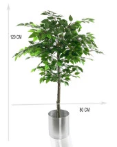 Nettenevime Yapay Ağaç Benjamin 120 cm 1.Kalite Paslanmaz Saksıda Yapay Çiçek Dekoru thumbnail 2