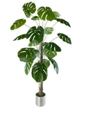Nettenevime Yapay Ağaç Monstera 18 Dallı Çalılı Gövde 120x60cm Gümüş Aleminyum Saksıda thumbnail 1
