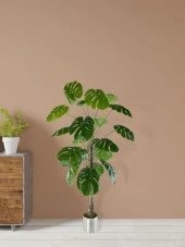 Nettenevime Yapay Ağaç Monstera 18 Dallı Çalılı Gövde 120x60cm Gümüş Aleminyum Saksıda thumbnail 2