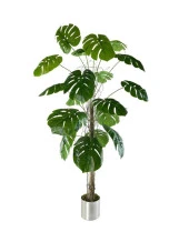 Nettenevime Yapay Ağaç Monstera 18 Dallı Çalılı Gövde 120x60cm Gümüş Aleminyum Saksıda thumbnail 4