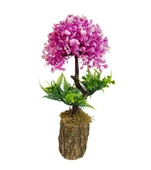 Nettenevime Bonsai Dekoratif Yapay Ağaç Yarım Top Kafalı Lila Bonzai 30CM thumbnail 1