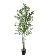 Nettenevime Yapay Zeytin Ağacı 190cm 2 Gövdeli Çalılı Doğal Gerçek Görünümlü Yapay Ağaç - 1