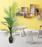 Nettenevime Yapay Ağaç Areka Ağacı Palmiye Ağacı Salon Bitkisi Doğal Palmiye Lifi Gövde 130 cm 20 Yaprak thumbnail 5