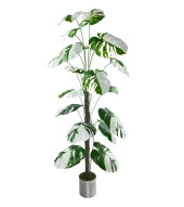 Nettenevime Yapay Ağaç Beyaz Monstera 18 Dallı Çalılı Gövde 120x60cm Gümüş Aleminyum Saksıda thumbnail 2